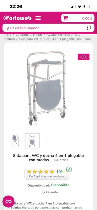 Silla de ruedas para water