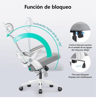 SIHOO Silla Oficina Ergonómica Gris/Blanca