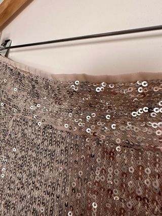 Falda Lentejuelas Crudo Plata