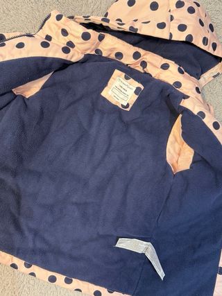 Casaco menina bolinhas rosa e azul marinho