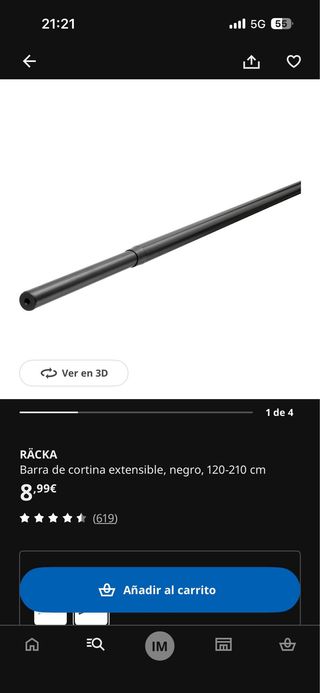 Barras Cortina IKEA RÄCKA Negras
