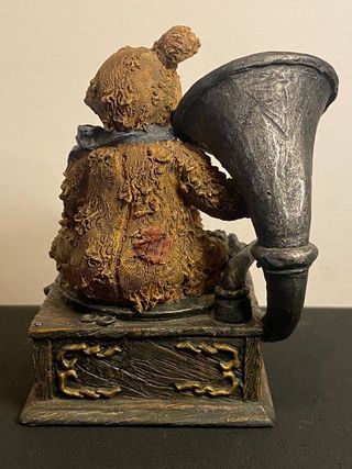 Figura Oso Teddy Vintage Gramófono