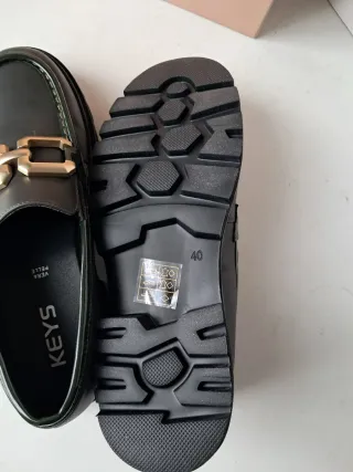 Mocassini donna Keys neri /verdi con fibbia