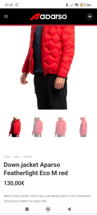 Chaqueta de plumas aparso roja
