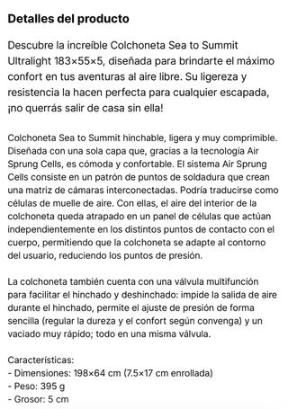 Colchoneta Sea to Summit Ultralight Air L