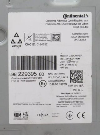 Sistema Audio/Radio CD CITROEN C3 AIRCROSS 9822939580 98 229395 80 2180047409