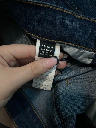 Pantalón vaquero tiro medio mujer azul