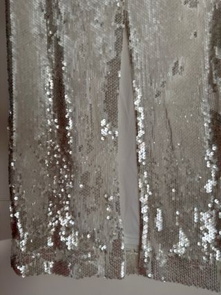 Falda midi lentejuelas blanca plateada