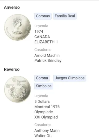 Moneda Plata 925 Olimpiadas Montreal 1976, Canadá