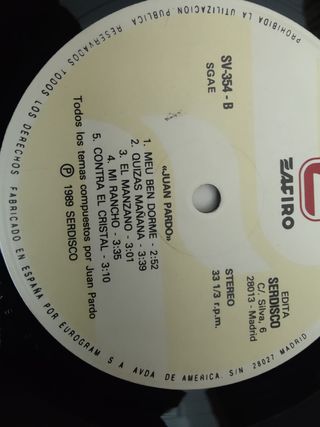 Vinilo Juan Pardo Serie Amiga