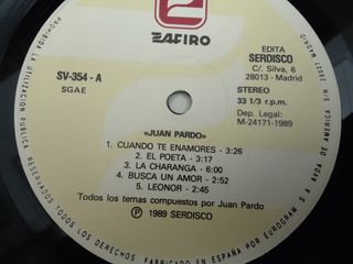 Vinilo Juan Pardo Serie Amiga