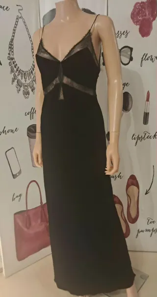 Vestido lencero Zara negro con encaje