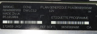 ECU Centralita PEUGEOT/CITROEN 9650359580 9650360480 R04080035B