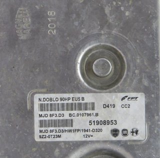 ECU Centralita FIAT DOBLO 51908953 MJD8F3D3 MJD 8F3.D3 BC0107961B 9Z20T23M