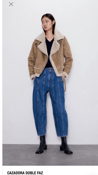 Cazadora aviador beige con borreguito