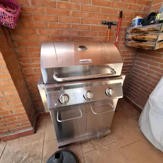 Barbacoa de gas plateada