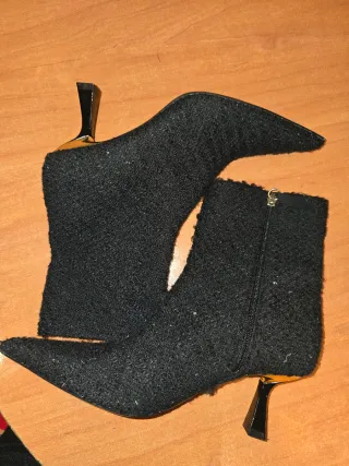 Botines negros tacón metalizado