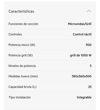 Microondas AEG integrable