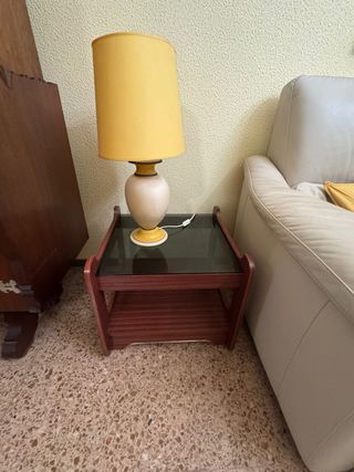 2 Mesitas de salón madera y cristal