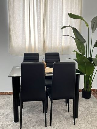 Comedor completo 4 sillas negro elegante – ENVÍO