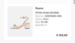 Sandalias Guess Beige Talla 38