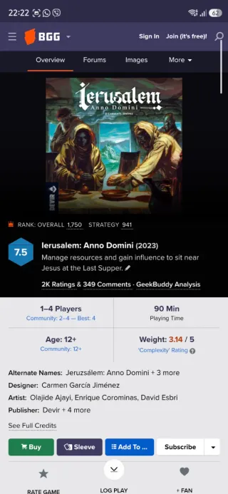 Ierusalem Anno Domini Juego de Mesa