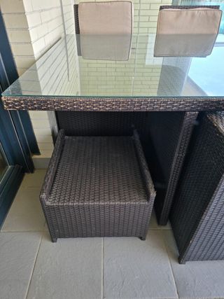 Mesa Terraza Cristal y 4 Sillones