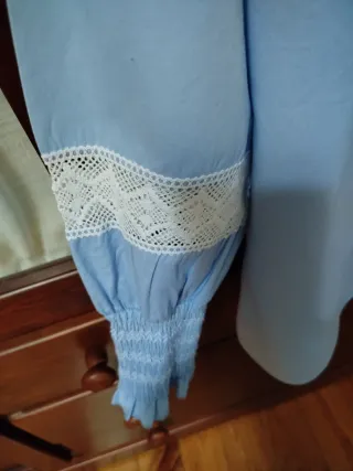 Camisa celeste manga abullonada Guimanos