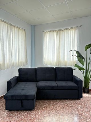 Chaise longue sofá cama negro con arcón A ESTRENAR