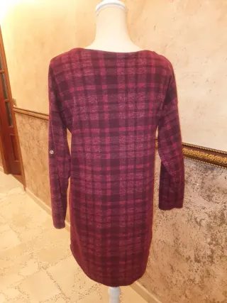 Vestido de cuadros morado y rojo talla única