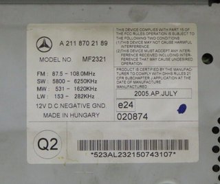 Sistema Audio Radio CD MERCEDES-BENZ CLASE E A2118702189 A 211 870 21 89