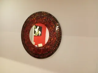 Espejo redondo étnico nácar
