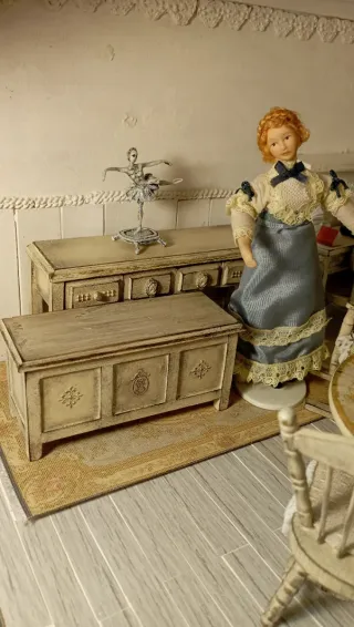 Baule casa delle bambole 1:12 Shabby Chic