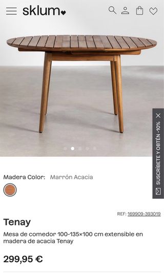 Mesa redonda extensible madera