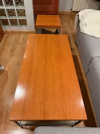 2 Mesas Bajas Salón Madera y Metal