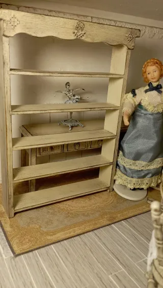 Libreria Dollhouse 1:12 Shabby Chic OOAK