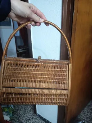 Bolso Cesta Mimbre Vintage Hecho a Mano