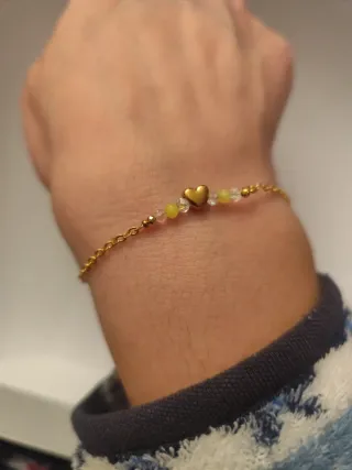 Pulsera Acero Inoxidable Corazón Dorado