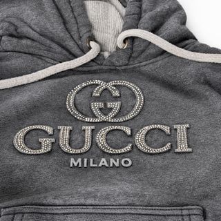 Sudadera Gucci Gris con Logo y Cristales