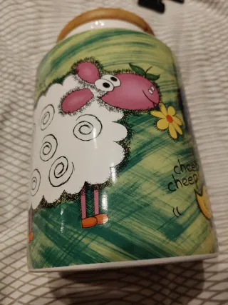 Biscottiera in ceramica con tappo in legno