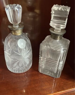 Botellas licoreras cristal tallado anilla plata
