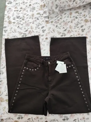 Pantalones Mango Tacha Marrón