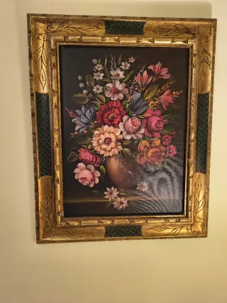 Cuadro antiguo floral 80x65cm