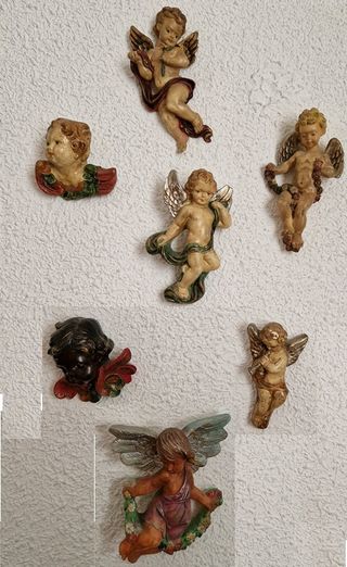 Angelitos escayola decorados