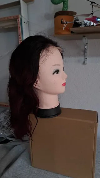 Peluca Pelo Humano Borgoña Ondulada