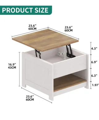 Mesa de centro elevable madera y metal