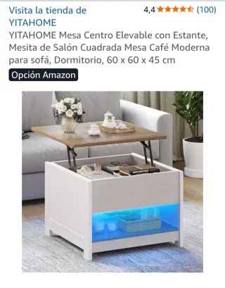 Mesa de centro elevable madera y metal