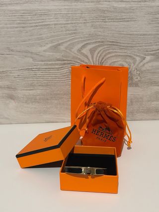 Pulsera Hermes Unisex Negra y Dorada