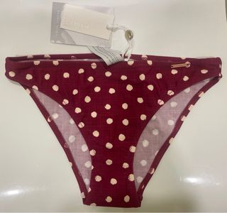 Bikini Ysabel Mora lunares vino y blanco Talla M