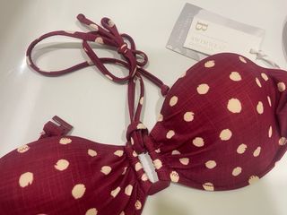 Bikini Ysabel Mora lunares vino y blanco Talla M